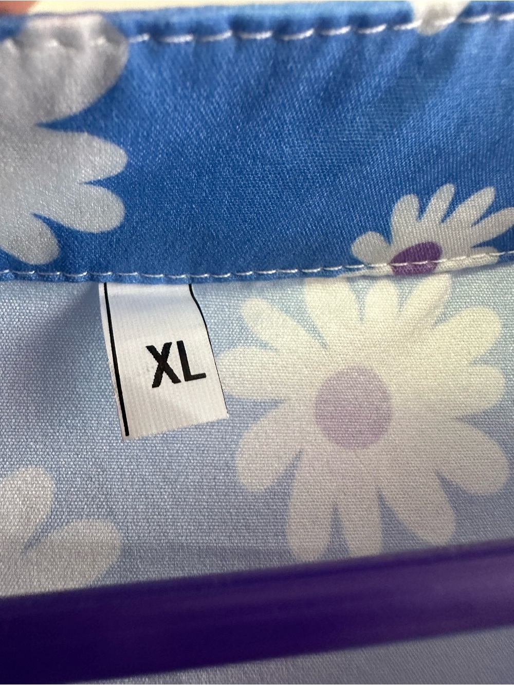 Blue Daisy Print Mini Dress with Tassel Tie - Picture 6 of 7